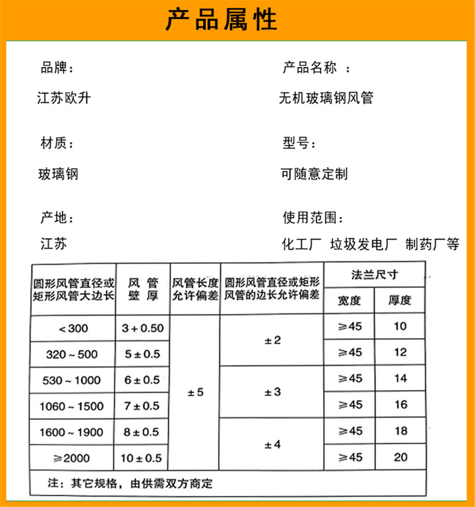 歐升無機玻璃鋼風管